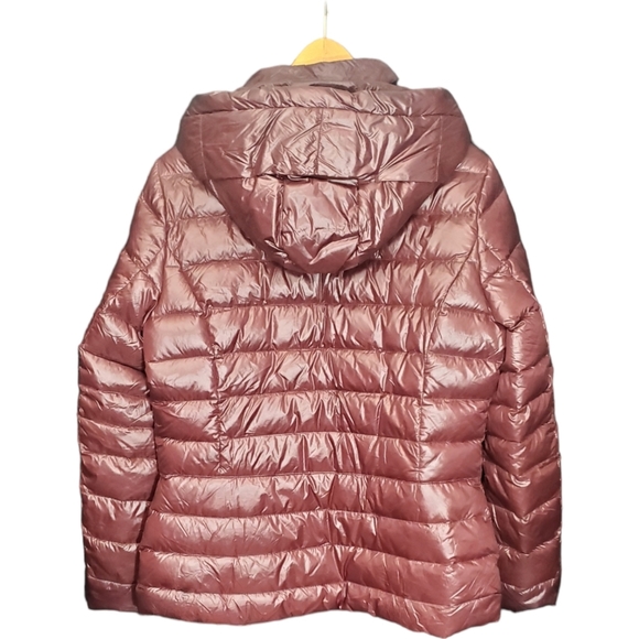Calvin Klein Puffer Jacket Size Medium Burgundy/Maroon Lightweight Premium Down - Picture 3 of 15